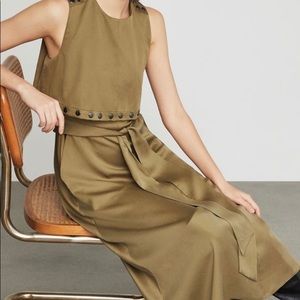BCBG Olive Green MIDI Dress with studs
